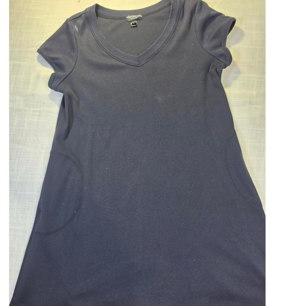 Miss Elaine Relax Navy Blue V-Neck Lounge Dress Nightgown with Pockets Large